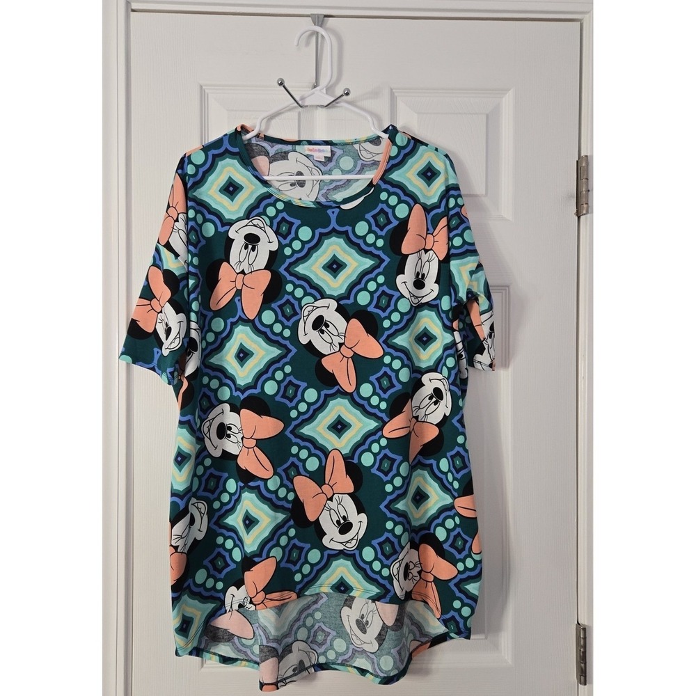 LuLa Roe Womans ‎ Short Sleeve extra long shirt size Medium with mimi Mouse